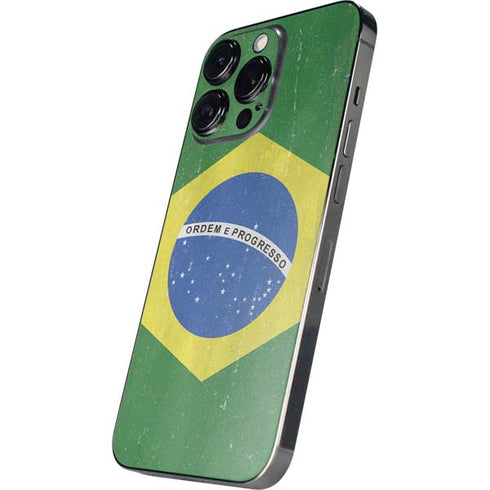 Brazil Flag Distressed iPhone 16 Pro Skin